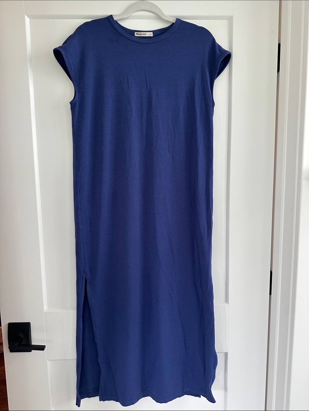 Blue Cap Sleeve Midi Dress